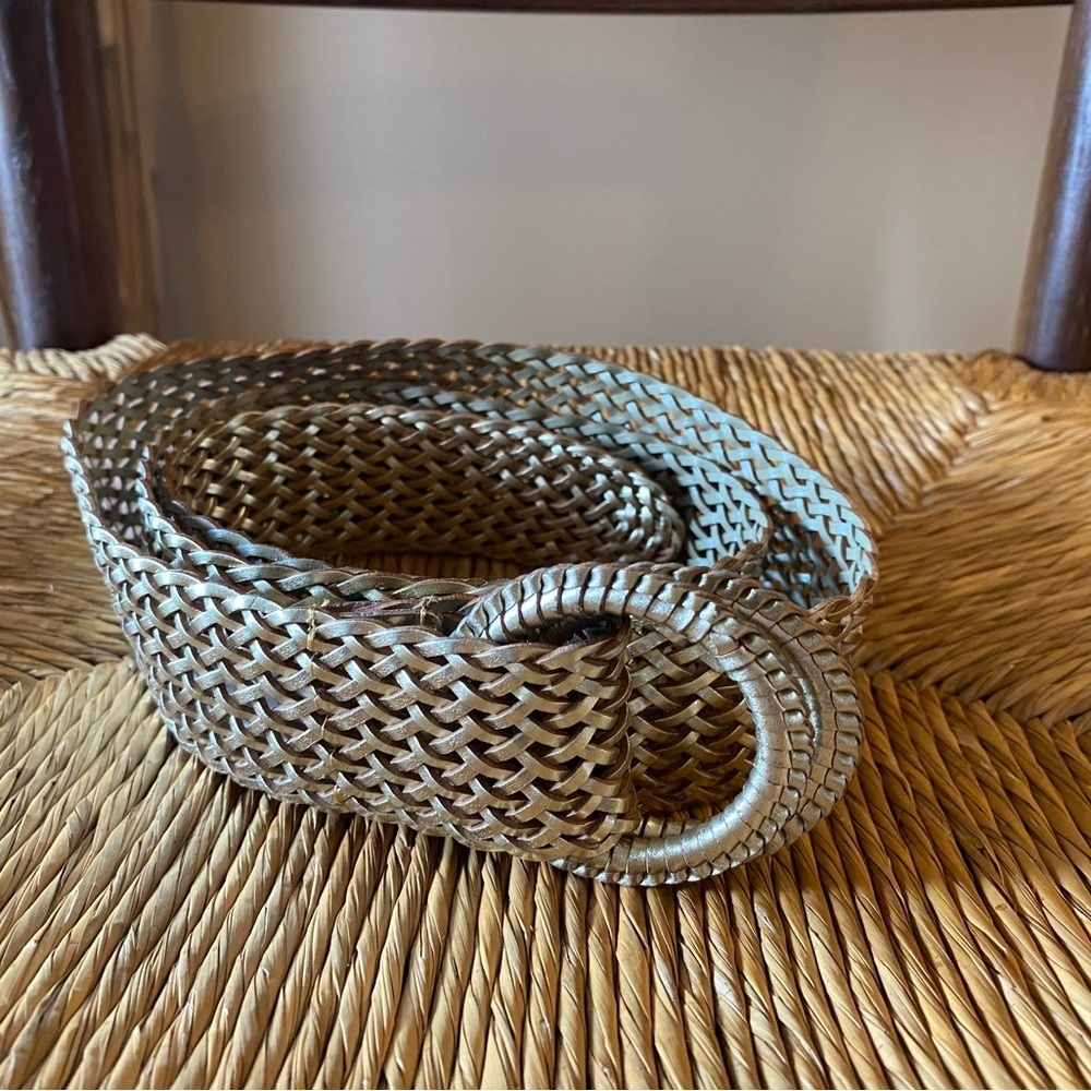J. Crew Women's Metallic Bonded Woven D Ring Belt Size M/L  EUC